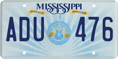 MS license plate ADU476