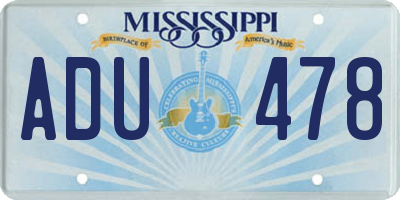 MS license plate ADU478