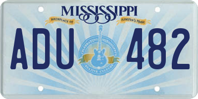 MS license plate ADU482