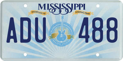 MS license plate ADU488