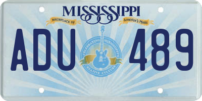 MS license plate ADU489