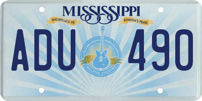 MS license plate ADU490
