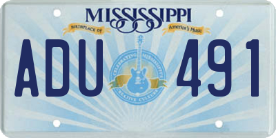 MS license plate ADU491