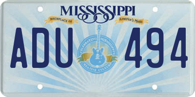 MS license plate ADU494