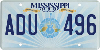MS license plate ADU496