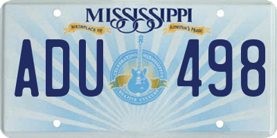 MS license plate ADU498