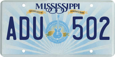MS license plate ADU502