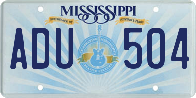 MS license plate ADU504