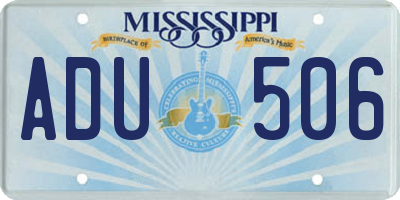 MS license plate ADU506