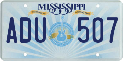 MS license plate ADU507