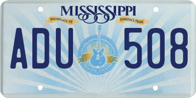 MS license plate ADU508