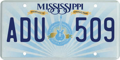 MS license plate ADU509