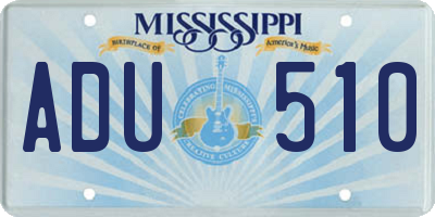 MS license plate ADU510