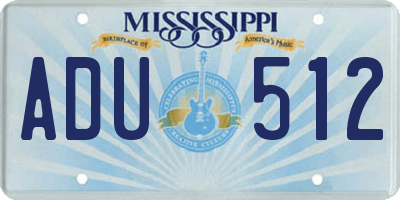 MS license plate ADU512