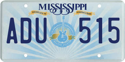 MS license plate ADU515