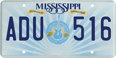 MS license plate ADU516