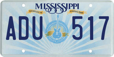 MS license plate ADU517