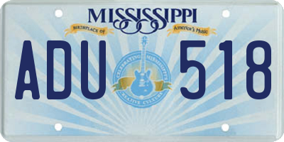 MS license plate ADU518