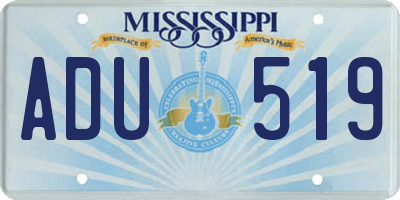 MS license plate ADU519