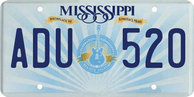 MS license plate ADU520