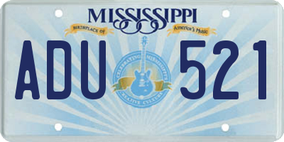MS license plate ADU521