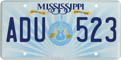 MS license plate ADU523