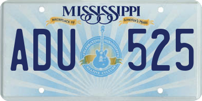 MS license plate ADU525