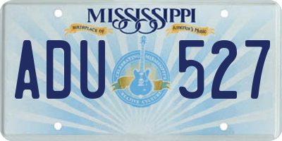 MS license plate ADU527