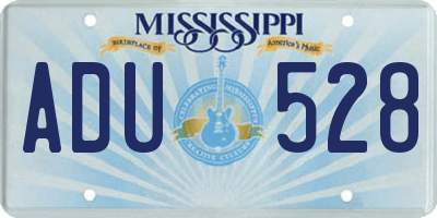 MS license plate ADU528