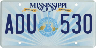 MS license plate ADU530