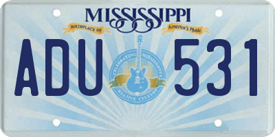 MS license plate ADU531