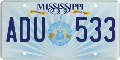 MS license plate ADU533