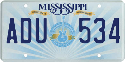 MS license plate ADU534