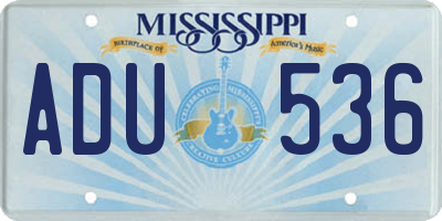 MS license plate ADU536