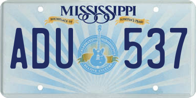 MS license plate ADU537
