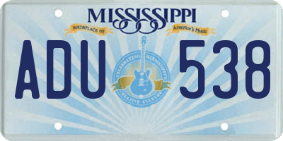MS license plate ADU538