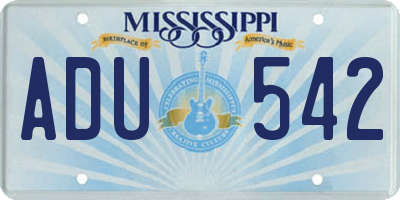 MS license plate ADU542