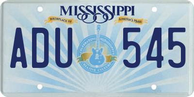 MS license plate ADU545