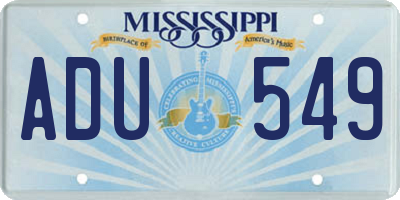 MS license plate ADU549