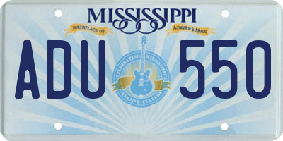 MS license plate ADU550
