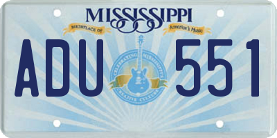 MS license plate ADU551