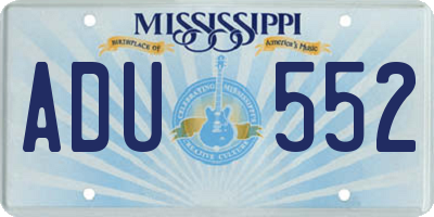 MS license plate ADU552