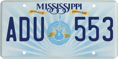 MS license plate ADU553