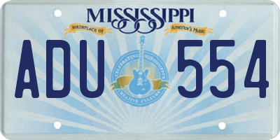 MS license plate ADU554