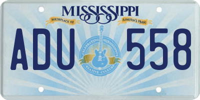 MS license plate ADU558