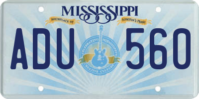 MS license plate ADU560