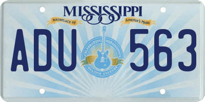 MS license plate ADU563