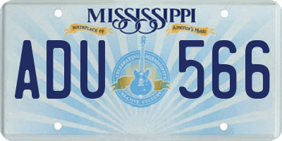 MS license plate ADU566