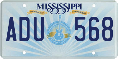 MS license plate ADU568