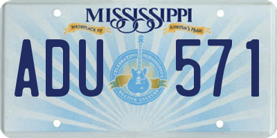 MS license plate ADU571